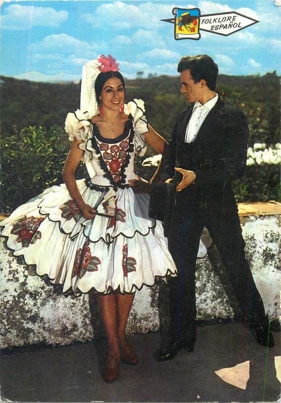 Postcard Spanish folklore native couple ethnic types&scenes folk costumes