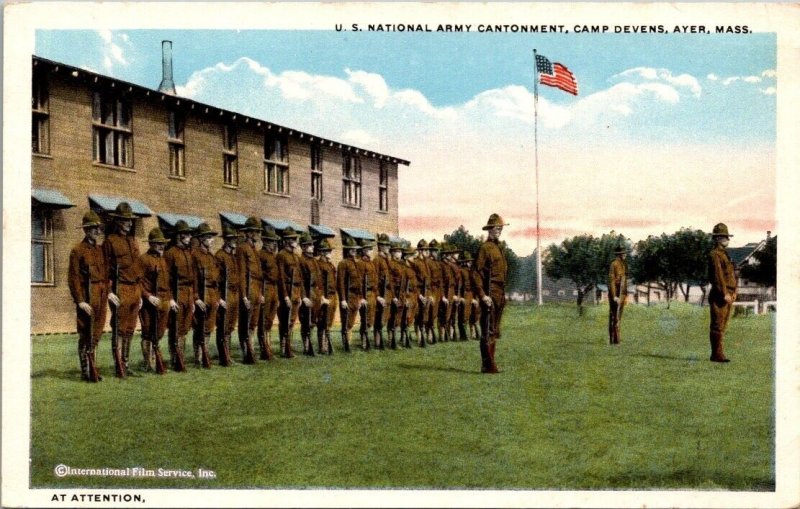 Vintage Patriotic Postcard - US Army - World War 1 - Fort Devens - Ayer Mass