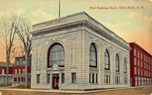 GLEN FALLS NY~FIRST NATIONAL BANK INTERIOR LOBBY & EXTERIOR~LOT OF 2 POSTCARDS