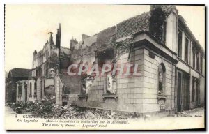 Postcard Old War Europeenne 1914 1915 Murder of Reims Rue Legendre Houses fir...