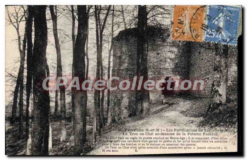 Old Postcard Provins hole cat Fortifications