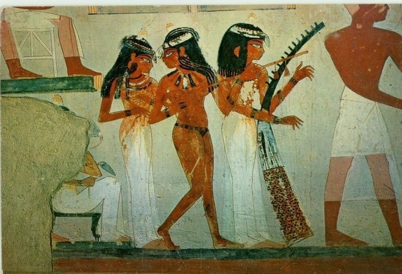 Postcard  Musician Girls Photo of Nakht  Heiroglyphs Painting  1425  S1