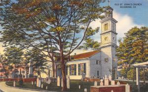 Richmond Virginia~Old St Johns Church~Graveyard Tombstones~1953 Postcard