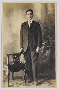 RPPC Swainsboro GA Handsome Young Man Studio Portrait Postcard G21