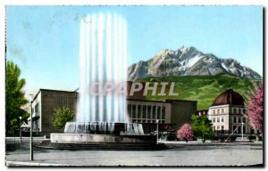 Old Postcard Luzern Kongresshus Kunst und mit und Pilatus Wagenbachbrunnen