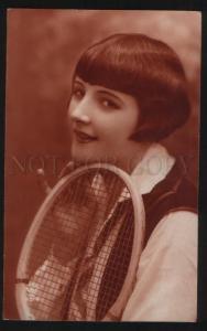 3100286 Girl w/ TENNIS raquet Vintage french ART DECO photo PC