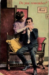 Romance - Lady giving man a drink - Do you Remember? - in 1908