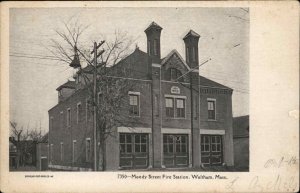 Waltham Massachusetts MA Fire Station 1900s-10s Postcard