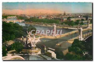 Old Postcard Panorama Paris on the Seine