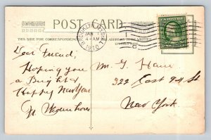 1910  New Year Greetings   Postcard