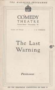 The Last Warning Woodford Theatre Drama Play Antique London Comedy Programme