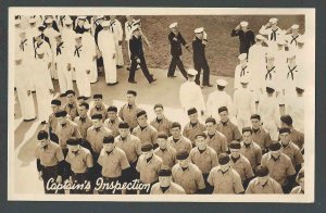 Ca 1942 RPPC WW2 Captains Inspection Of Sailors