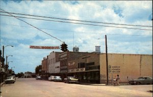 San Saba Texas TX Street Scene Rodeo Sign Vintage Postcard