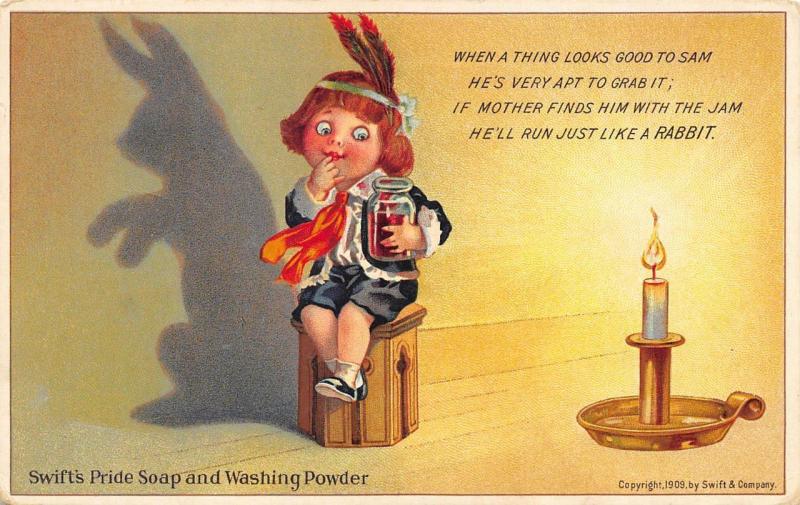 Swifts Pride Soap & Washing Powder Poem Indian Boy Advertising Postcard