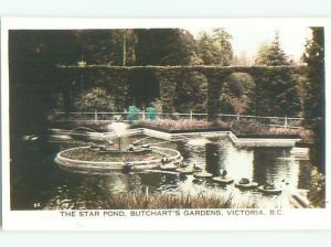 Old RPPC - STAR POND AT BUTCHART GARDENS IN VICTORIA British Columbia BC p2615