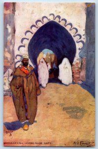 Marrakesh Morocco North Africa Postcard Horse-Shoe Gate c1910 Oilette Tuck Art