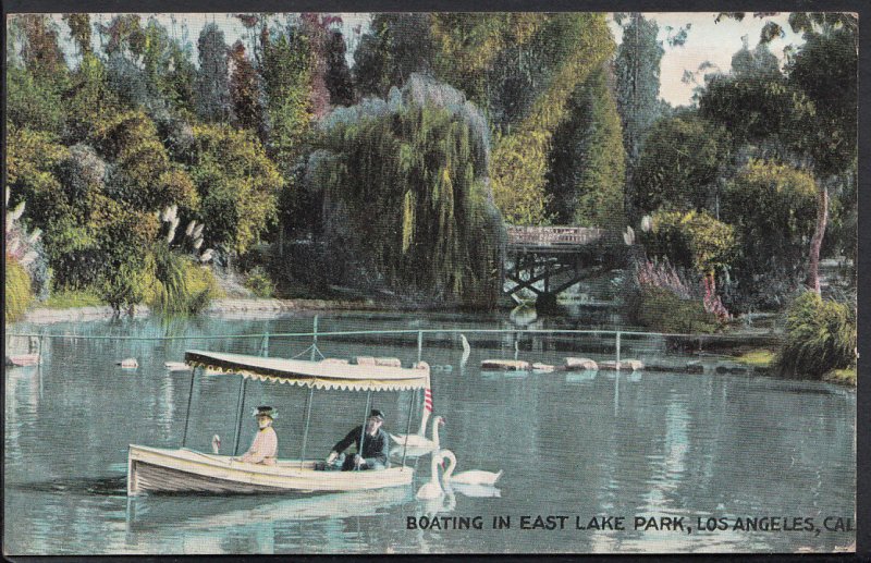 America Postcard - Boating in East Lake Park, Los Angeles, California RT1111