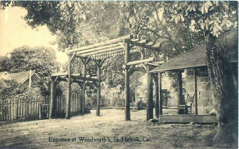 St. Helena, CA Woodworth's Entrance B&W Postcard McGown-Silsbee Litho Co