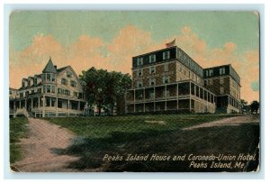 1911 Peaks Island House Coronado Union Hotel Maine ME Antique Postcard 