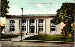 Postcard Public Library in Jackson, Michigan