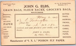 John G. Elbs Grain Bags Flour Sacks advertising McKinley postal card