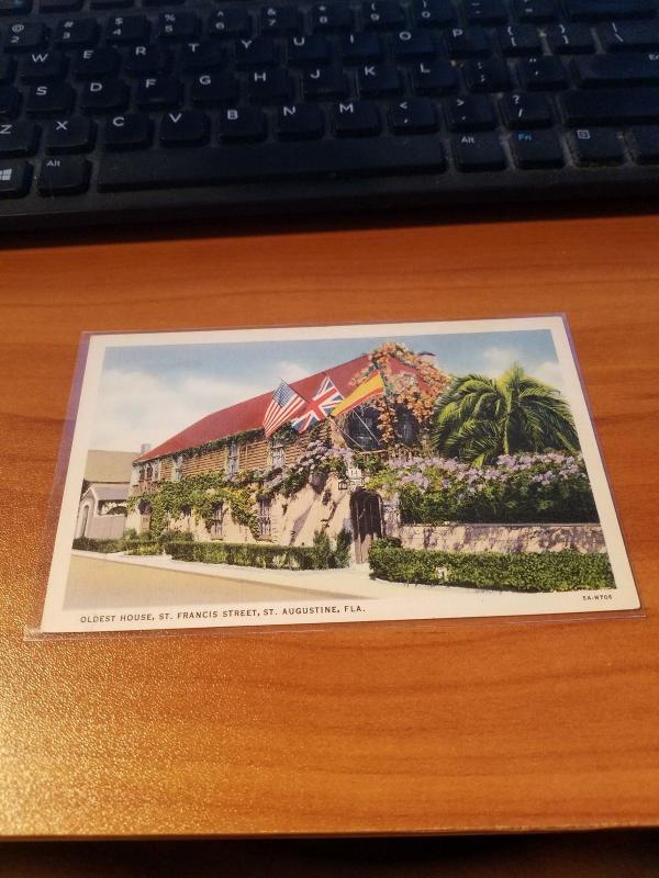 Antique/Vintage Florida Postcard, Oldest House.  St. Augustine, Florida