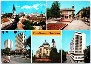 VINTAGE CONTINENTAL SIZE POSTCARD (5) CITY SCENES USPOMEA IZ PANCEVA YUGOSLAVIA