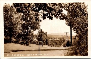 RPPC Real Photo Postcard NH Mount Sunapee Viewed from New London 1951 S114