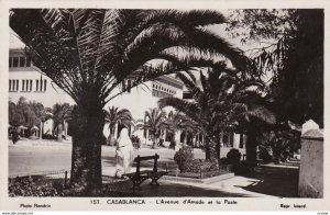 RP: CASABLANCA , Morocco , 1910-30s ; L'avenue d'Amade et la Poste