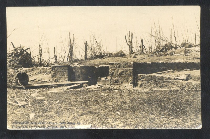 RPPC JOICE IOWA NELSON FARM DAMAGE 1907 TORNADO REAL PHOTO POSTCARD