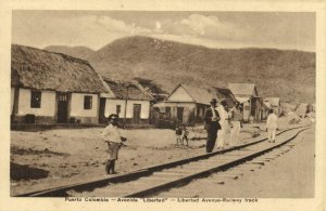colombia, PUERTO COLOMBIA, Avenida Libertad, Railway (1920s) Postcard