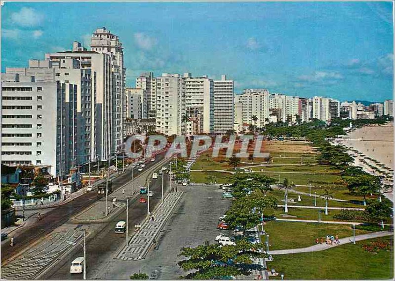 Postcard Modern Santos Brasil Turistico Partial view of the beach