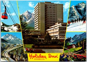 VINTAGE CONTINENTAL SIZE POSTCARD (5) SCENES AT HOLIDAY INN INNSBRUCK AUSTRIA