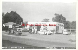 IL, Marissa, Illinois, RPPC, Bob's Standard Service Gas Station, Photo