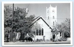 RPPC LOVELOCK, Nevada NV ~ METHODIST CHURCH c1940s Pershing County Postcard