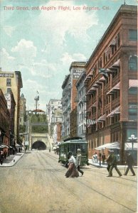 Postcard C1910 California Los Angeles 3rd Street Angels Flight Trolley CA24-3516