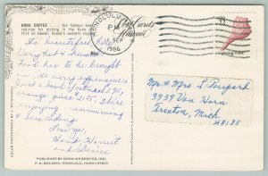 Kona District Hawaii~Famous Red Coffee Beans~1950s Postcard