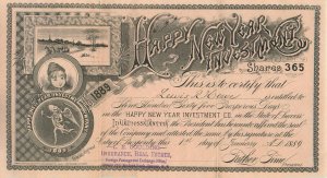 1889 L.E. Goulding Insurance - Happy New Year Investment Co Gag Certificate