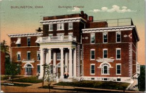 Postcard Burlington Hospital in Burlington, Iowa