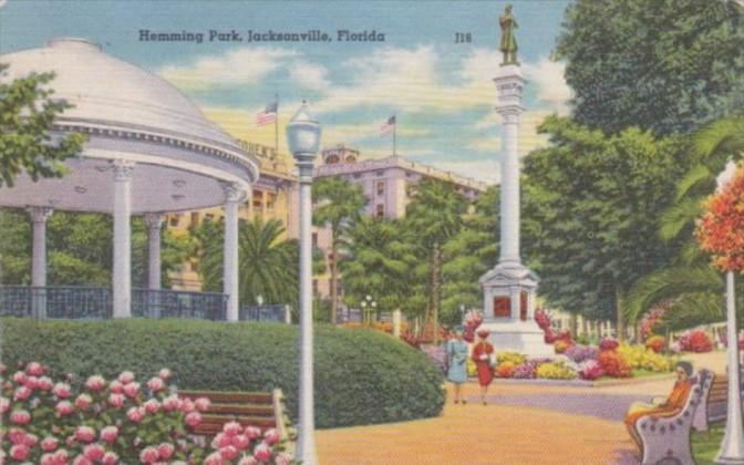 Florida Jacksonville Hemming Park 1944 Curteich