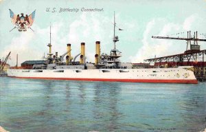 USS Connecticut US Navy Battleship Warship Ship 1910c postcard