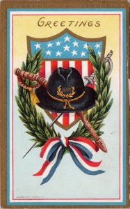 Greetings USA Hat Shield Sword #377 Conwell Postcard H42