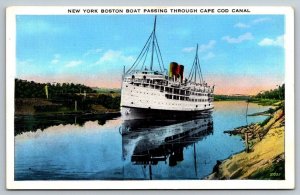 New York Boston Boat  Cape Cod Canal Massachusetts    Postcard  c1935