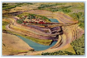 1940 Birds Eye View Chino Open Pit Copper Mine Santa Rita New Mexico NM Postcard