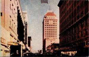 Vtg 1950s Fulton Street Scene Fresno California CA Unused Postcard