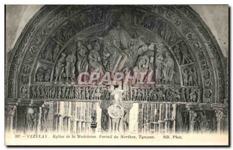 Old Postcard Vezelay Madeleine Church Portal Narthex Eardrum