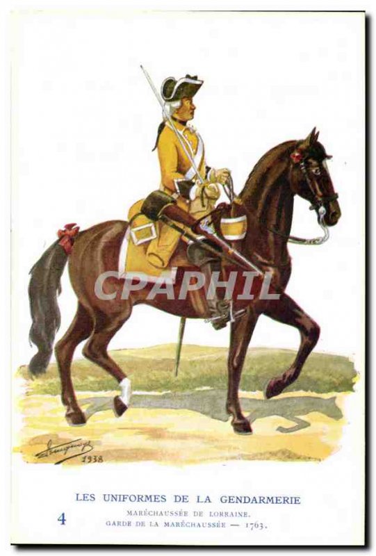 Old Postcard The uniforms of the gendarmerie Lorraine MArechausee 1763 Metiers