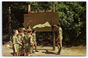 Postcard Boy Scouts America BSA Camp Carpenter Map Long Pond Manchester NH  R01