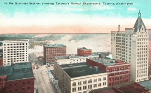 Vintage Postcard Business Section Newest Skyscrapers Building Tacoma Washington