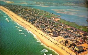 Ocean City, MD Maryland BEACHFRONT HOTELS & SINEPUXENT BAY Aerial View  Postcard